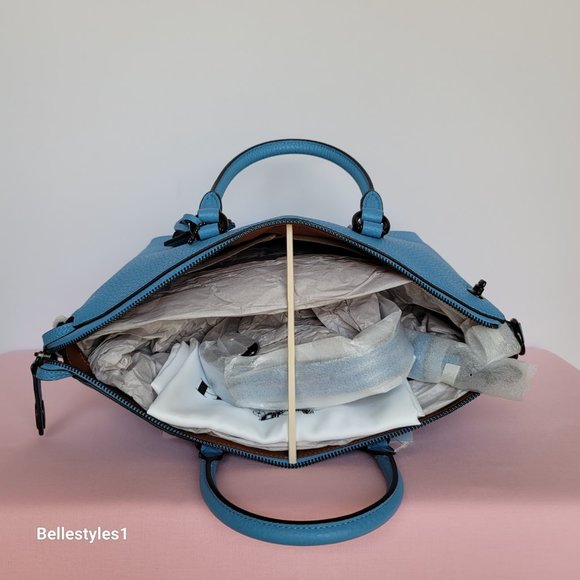 COACH Cara Pebbled Leather Satchel -Pool Color ⭐ - Picture 11 of 16